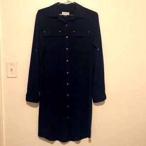 Calvin Klein Convertible Sleeve Button Down Dress